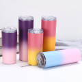 Wholesale 20oz Gradient colour Stainless Steel Double Walled Insulated Vacuum Straight Tumbler Bottle with Lid and Straw